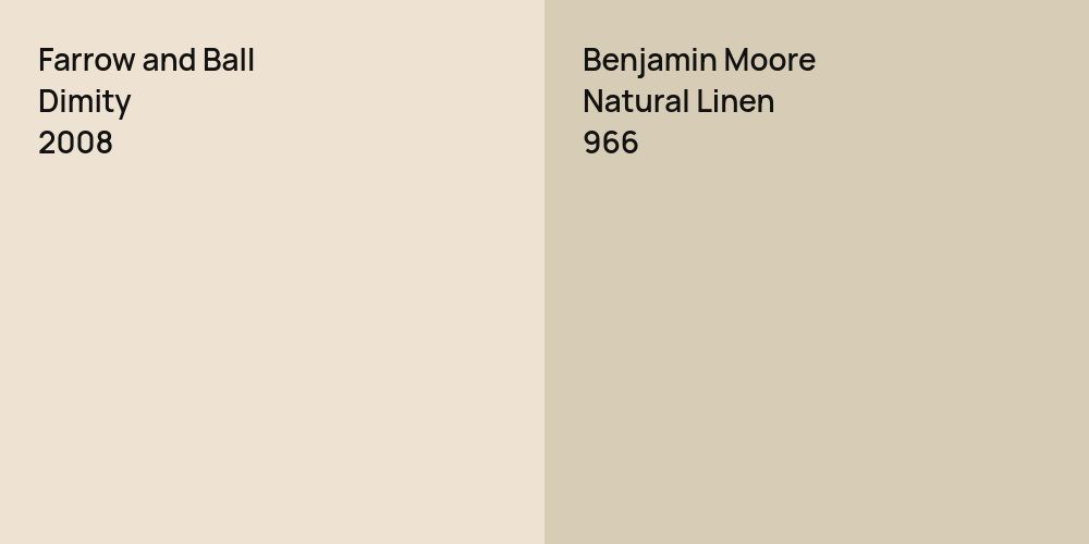 Farrow and Ball Dimity vs. Benjamin Moore Natural Linen