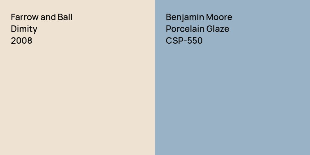 Farrow and Ball Dimity vs. Benjamin Moore Porcelain Glaze