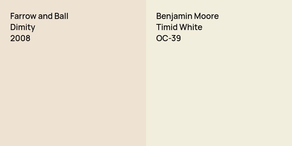 Farrow and Ball Dimity vs. Benjamin Moore Timid White