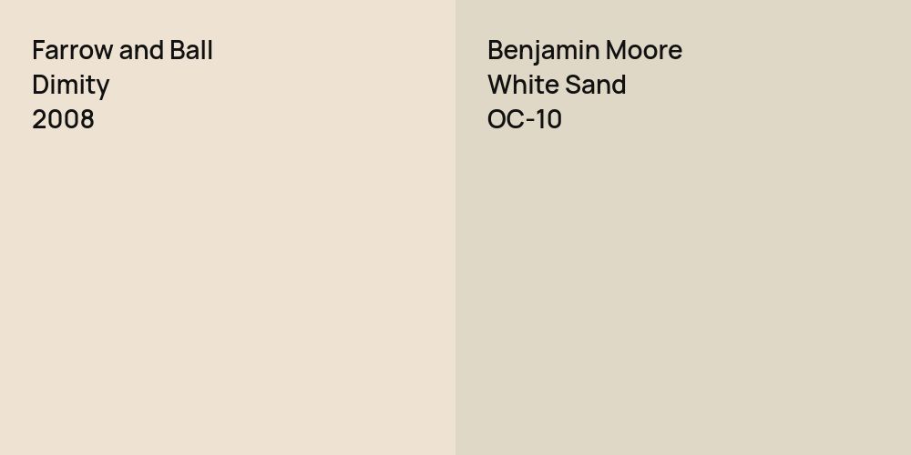 Farrow and Ball Dimity vs. Benjamin Moore White Sand