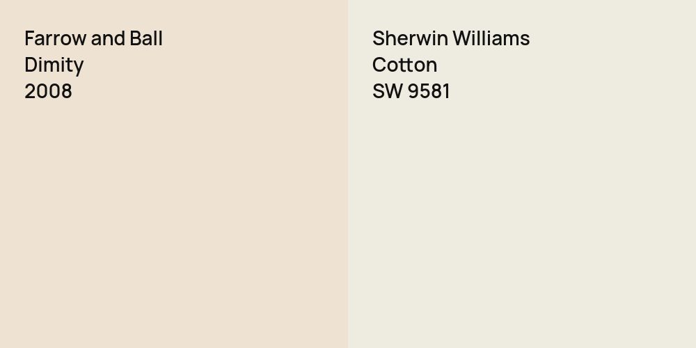 Farrow and Ball Dimity vs. Sherwin Williams Cotton