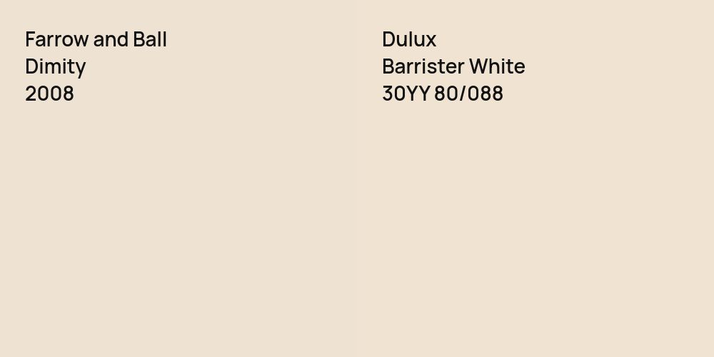 Farrow and Ball Dimity vs. Dulux Barrister White