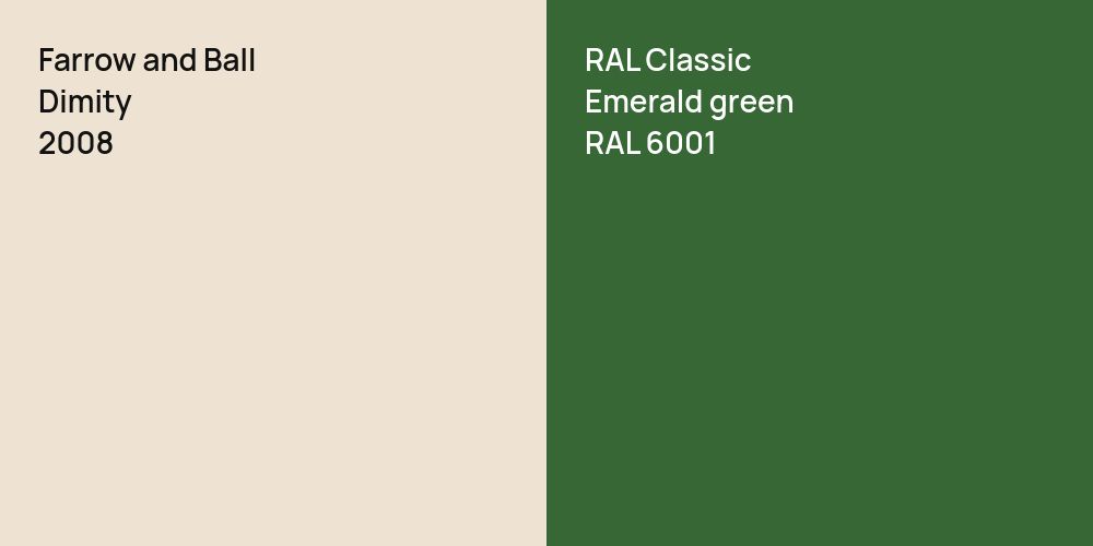 Farrow and Ball Dimity vs. RAL Classic  Emerald green