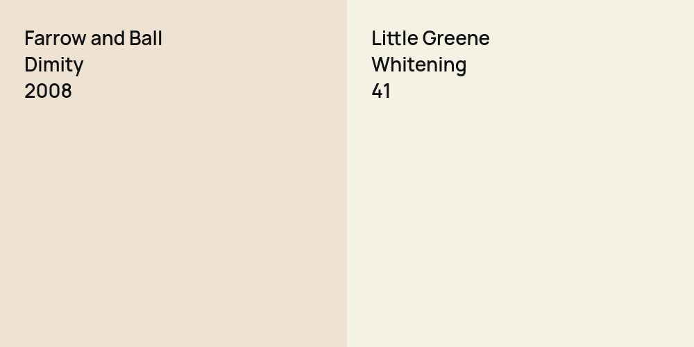 Farrow and Ball Dimity vs. Little Greene Whitening