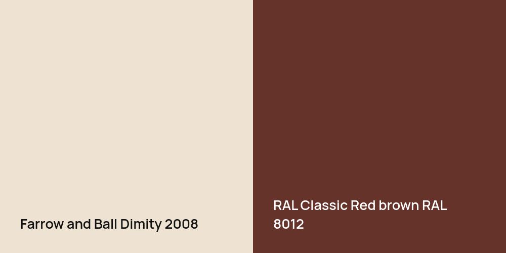 Farrow and Ball Dimity vs. RAL Classic  Red brown