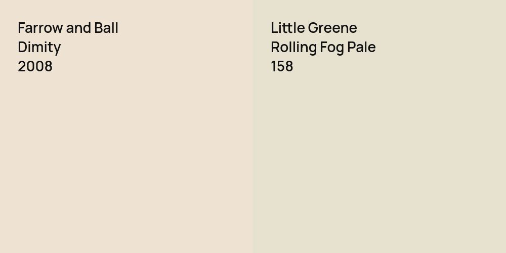 Farrow and Ball Dimity vs. Little Greene Rolling Fog Pale