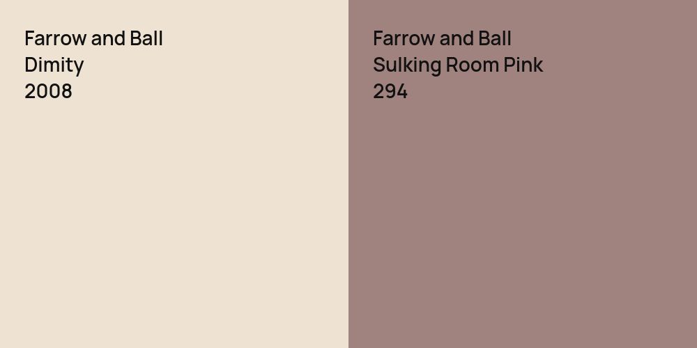 Farrow and Ball Dimity vs. Farrow and Ball Sulking Room Pink