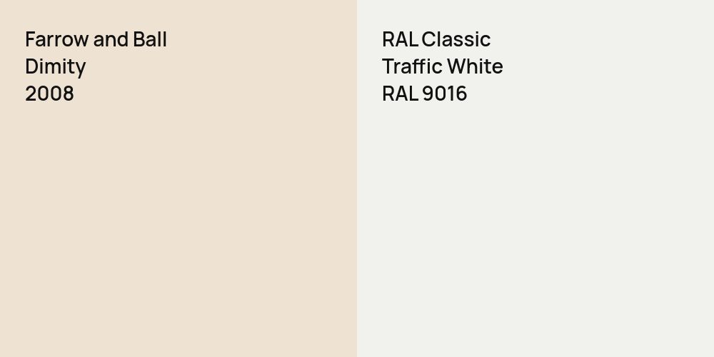 Farrow and Ball Dimity vs. RAL Classic Traffic White