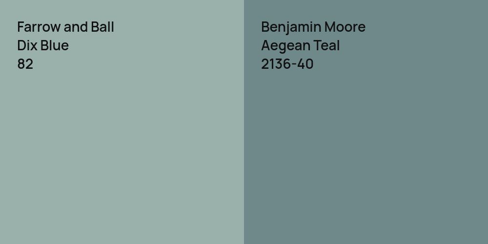 Farrow and Ball Dix Blue vs. Benjamin Moore Aegean Teal