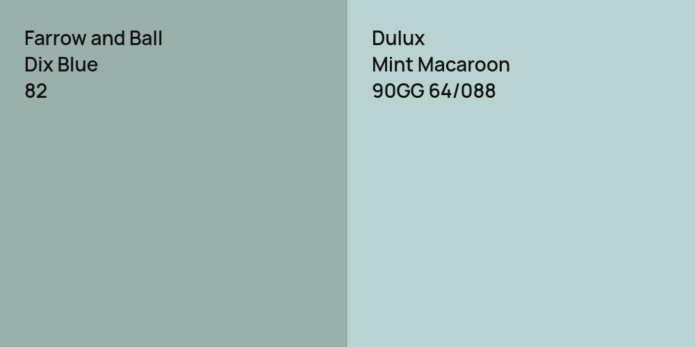 Farrow and Ball Dix Blue vs. Dulux Mint Macaroon