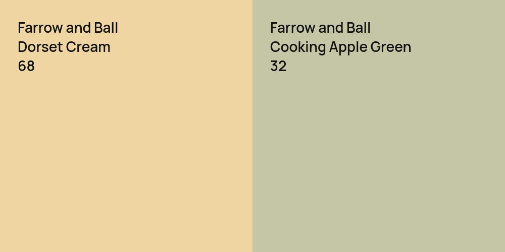 Farrow and Ball Dorset Cream vs. Farrow and Ball Cooking Apple Green