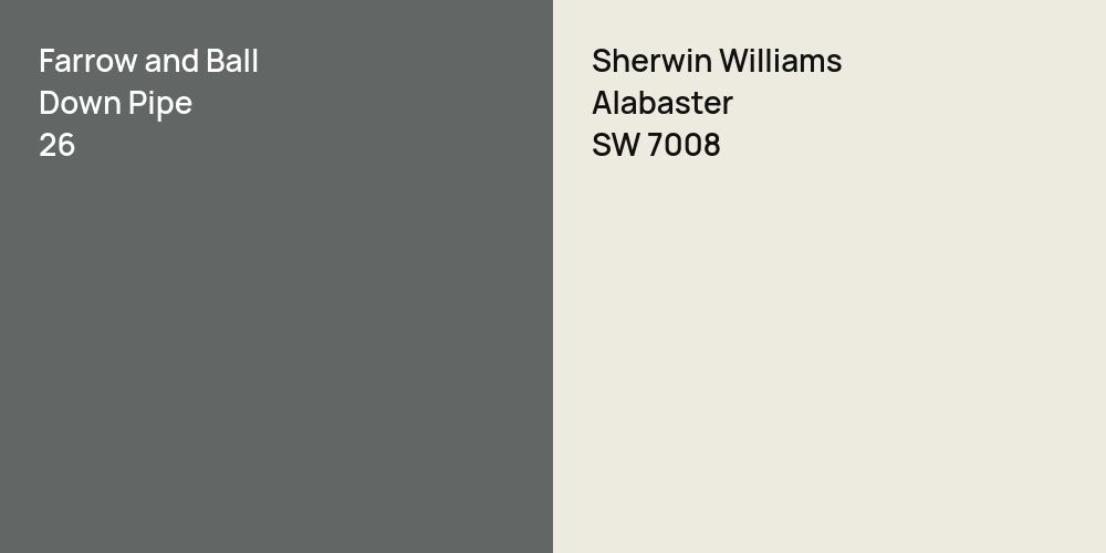 Farrow and Ball Down Pipe vs. Sherwin Williams Alabaster