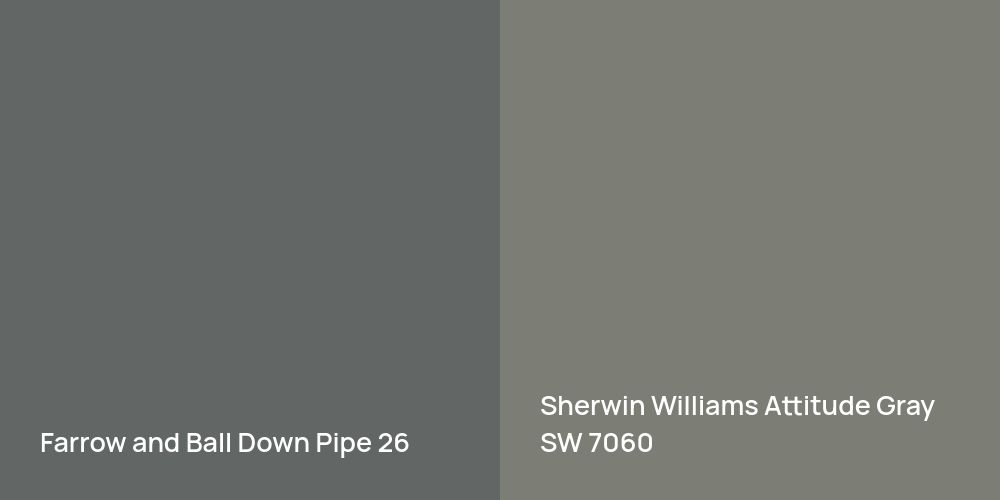 Farrow and Ball Down Pipe vs. Sherwin Williams Attitude Gray