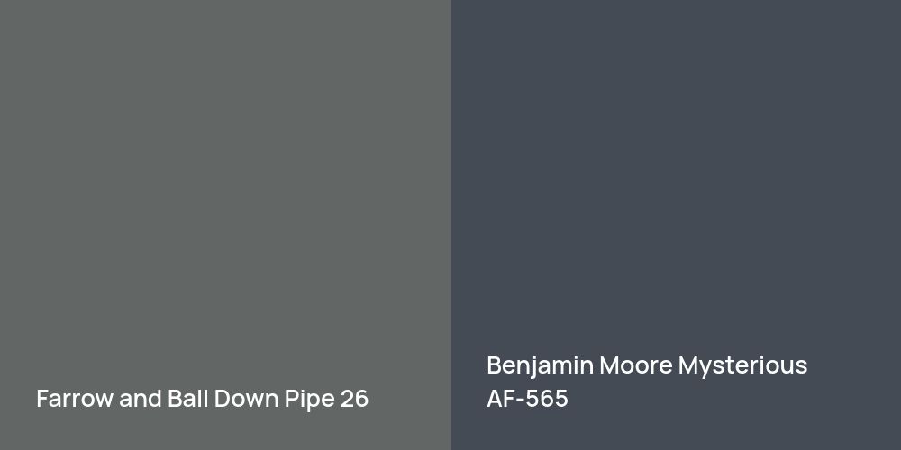 Farrow and Ball Down Pipe vs. Benjamin Moore Mysterious