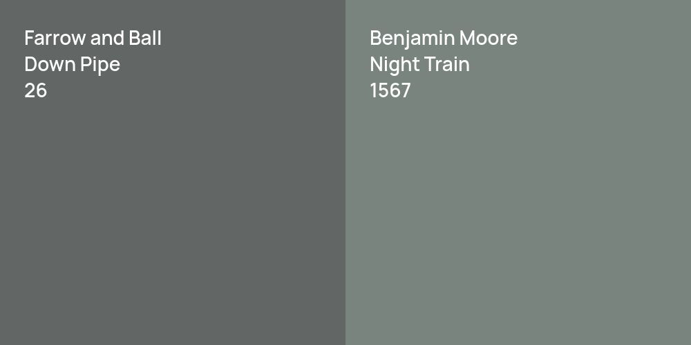 Farrow and Ball Down Pipe vs. Benjamin Moore Night Train