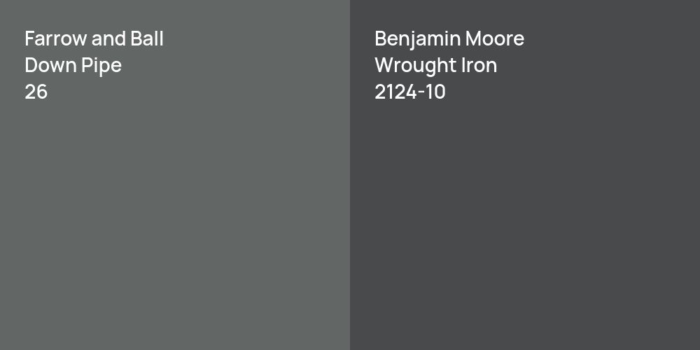 Farrow and Ball Down Pipe vs. Benjamin Moore Wrought Iron