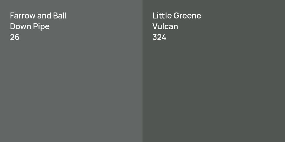 Farrow and Ball Down Pipe vs. Little Greene Vulcan