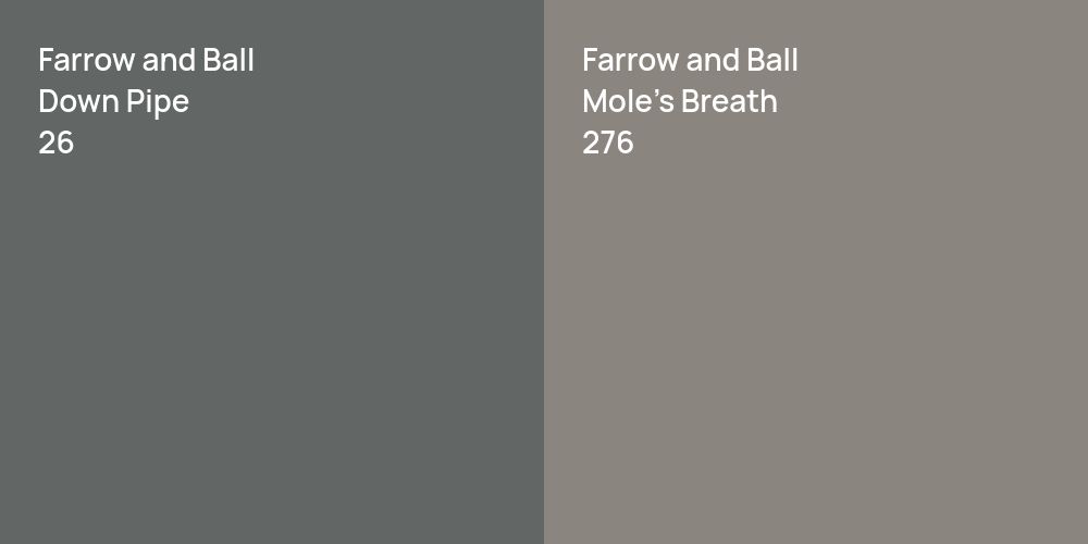 Farrow and Ball Down Pipe vs. Farrow and Ball Mole's Breath