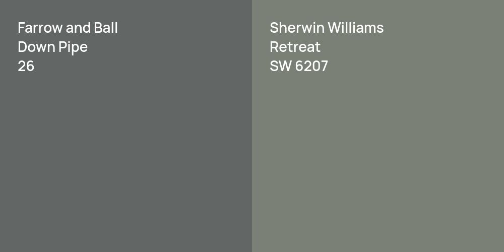 Farrow and Ball Down Pipe vs. Sherwin Williams Retreat