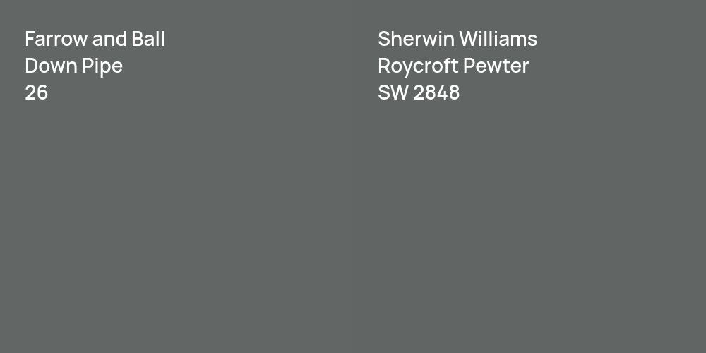 Farrow and Ball Down Pipe vs. Sherwin Williams Roycroft Pewter