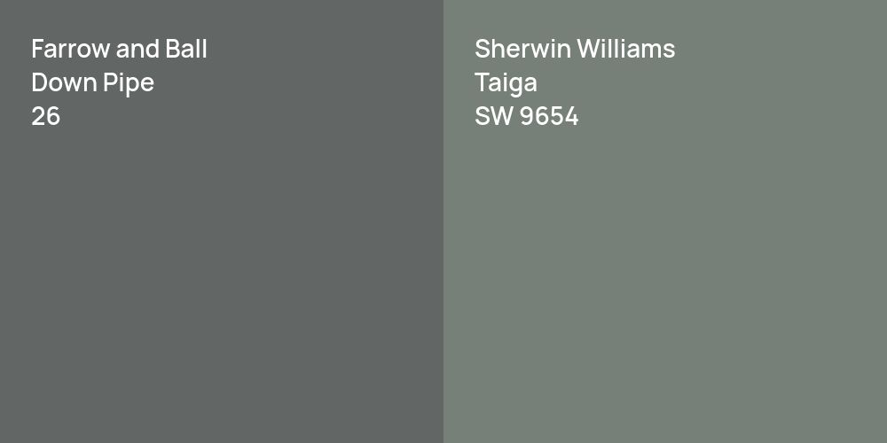 Farrow and Ball Down Pipe vs. Sherwin Williams Taiga