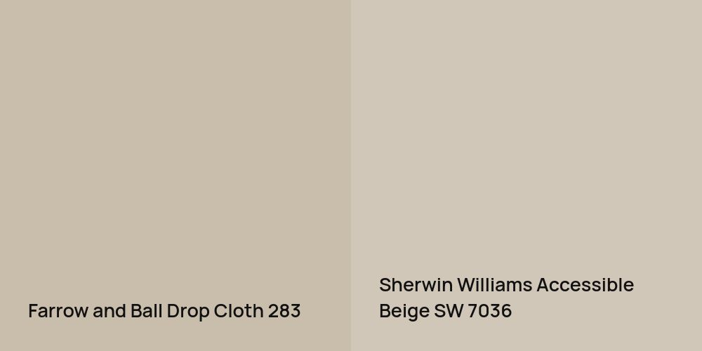 Farrow and Ball Drop Cloth vs. Sherwin Williams Accessible Beige