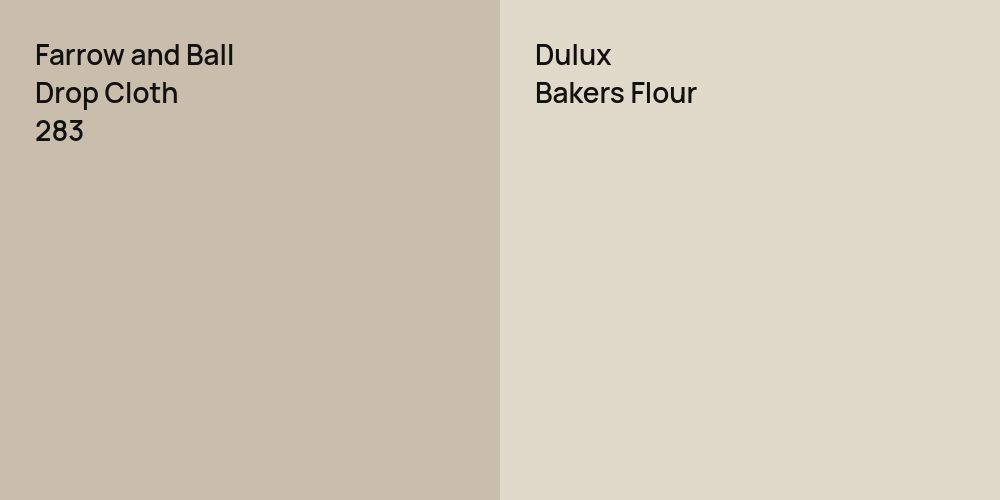 Farrow and Ball Drop Cloth vs. Dulux Bakers Flour