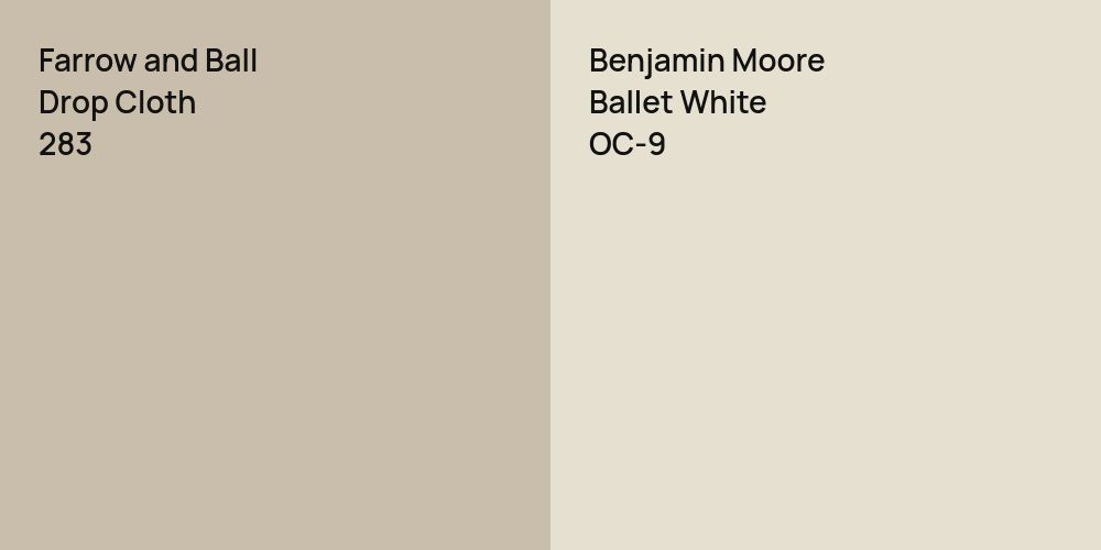 Farrow and Ball Drop Cloth vs. Benjamin Moore Ballet White