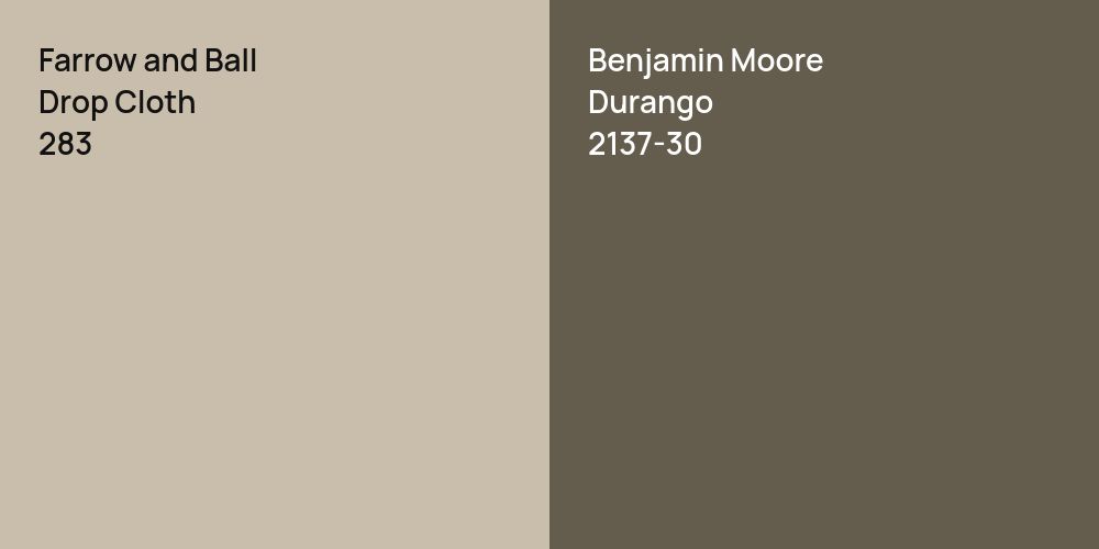 Farrow and Ball Drop Cloth vs. Benjamin Moore Durango