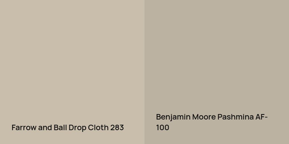 Farrow and Ball Drop Cloth vs. Benjamin Moore Pashmina