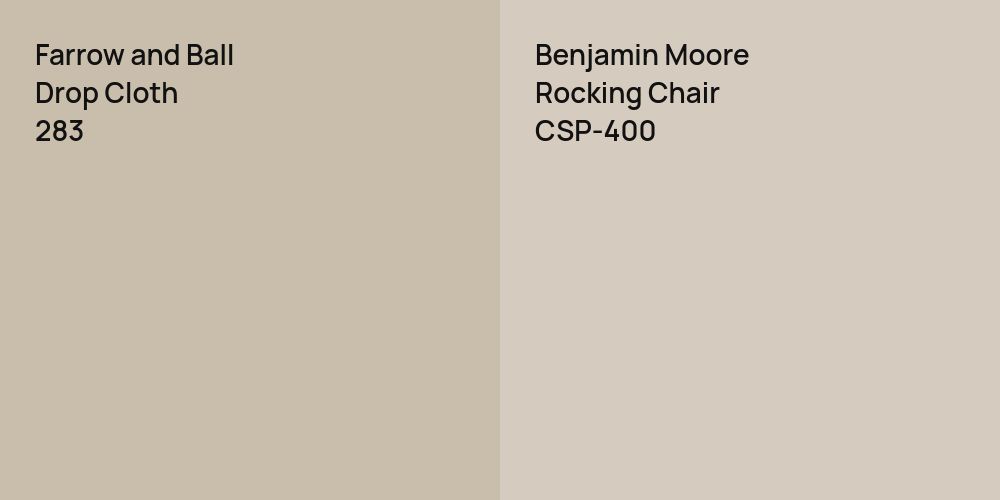 Farrow and Ball Drop Cloth vs. Benjamin Moore Rocking Chair