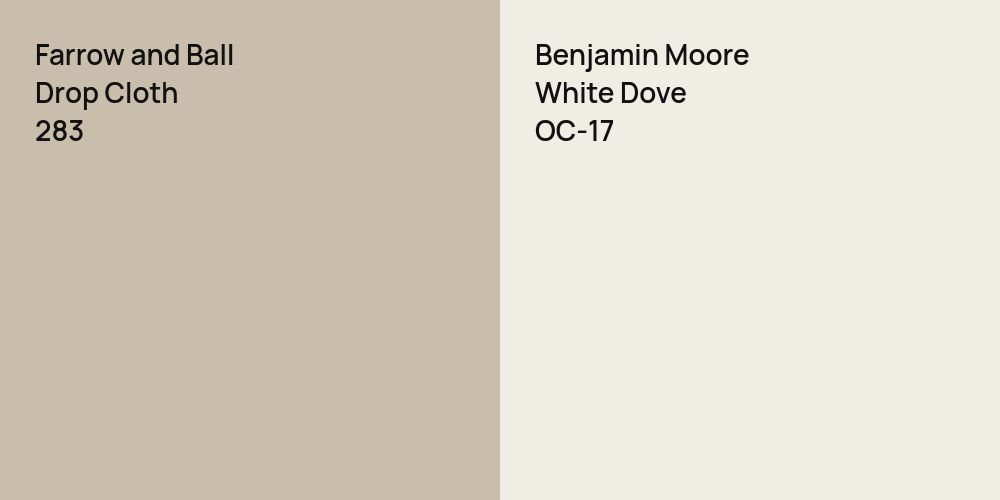 Farrow and Ball Drop Cloth vs. Benjamin Moore White Dove