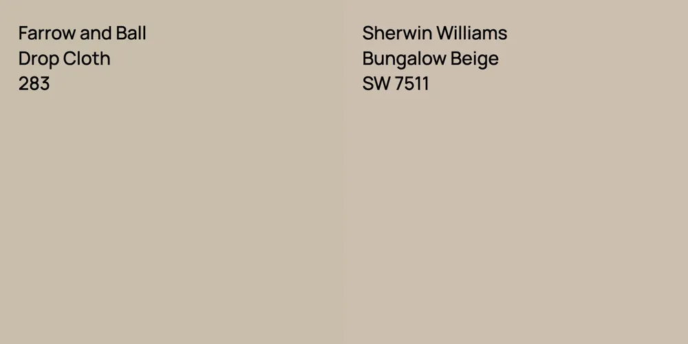 Farrow and Ball Drop Cloth vs. Sherwin Williams Bungalow Beige