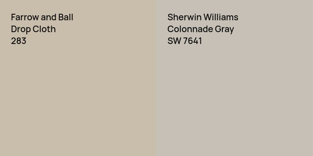 Farrow and Ball Drop Cloth vs. Sherwin Williams Colonnade Gray