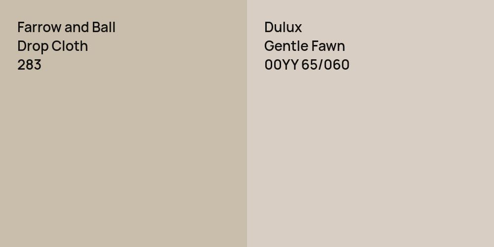 Farrow and Ball Drop Cloth vs. Dulux Gentle Fawn