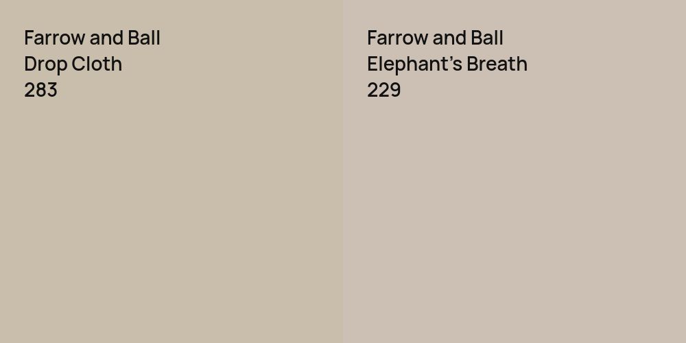 Farrow and Ball Drop Cloth vs. Farrow and Ball Elephant's Breath