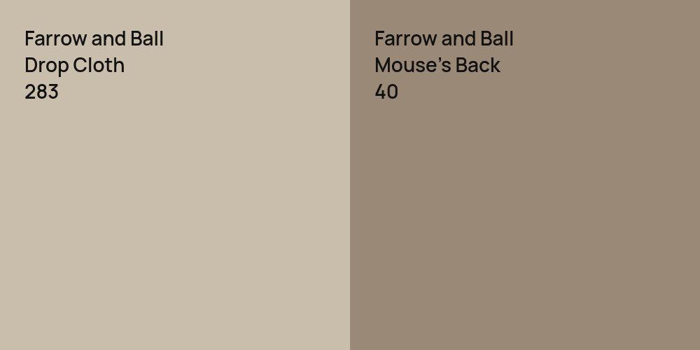 Farrow and Ball Drop Cloth vs. Farrow and Ball Mouse's Back