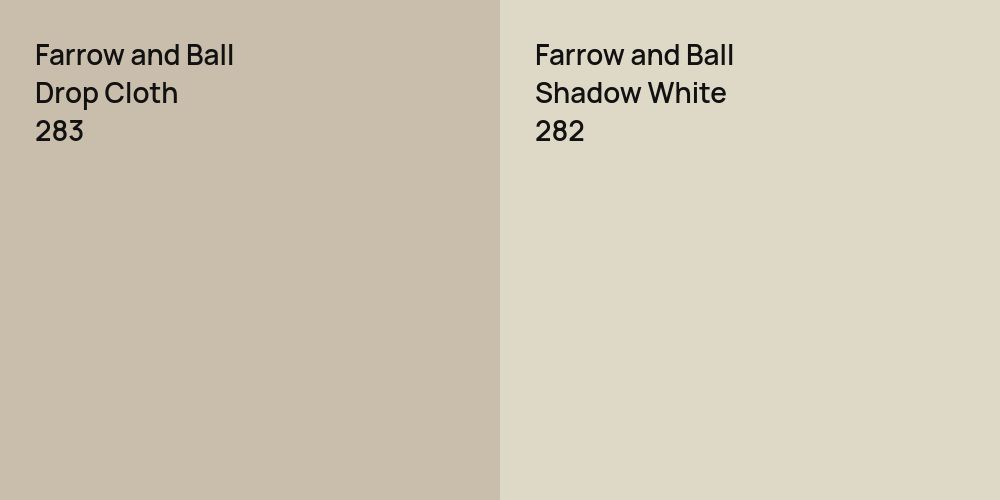 Farrow and Ball Drop Cloth vs. Farrow and Ball Shadow White