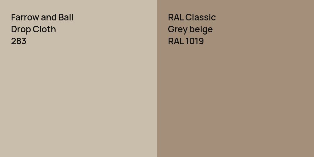 Farrow and Ball Drop Cloth vs. RAL Classic  Grey beige