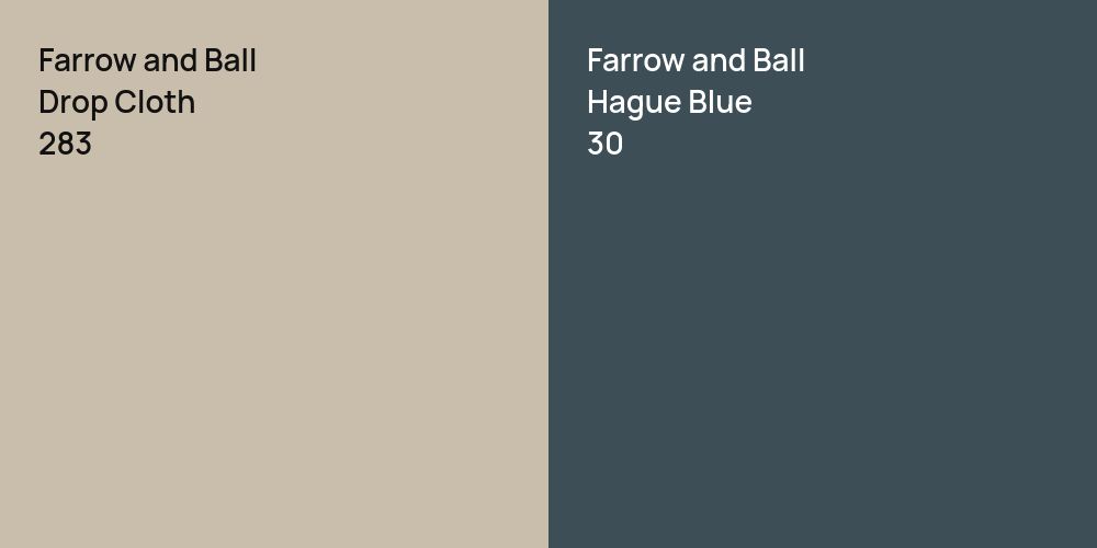 Farrow and Ball Drop Cloth vs. Farrow and Ball Hague Blue