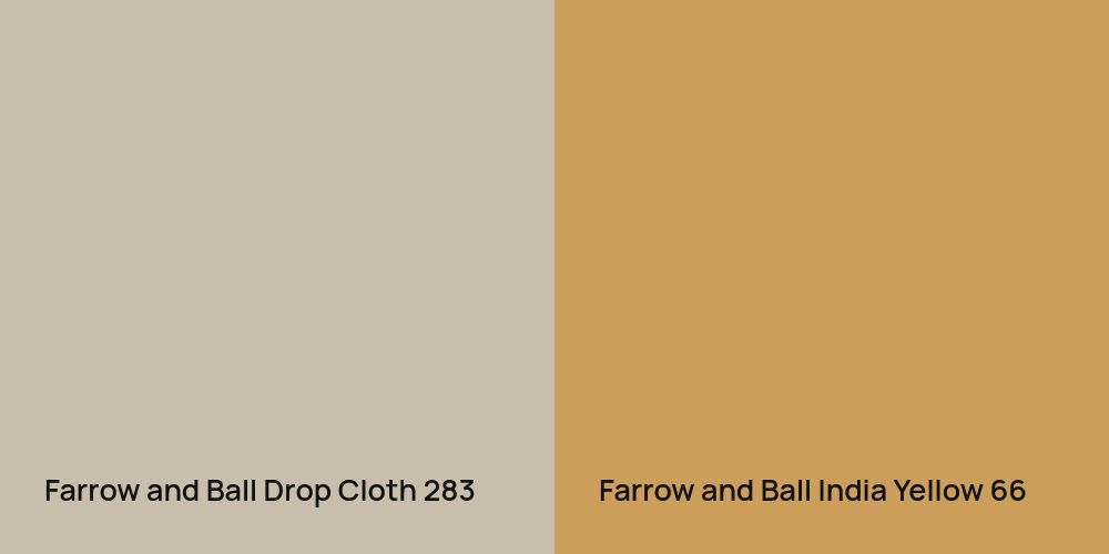 Farrow and Ball Drop Cloth vs. Farrow and Ball India Yellow