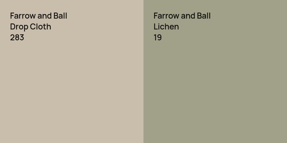 Farrow and Ball Drop Cloth vs. Farrow and Ball Lichen