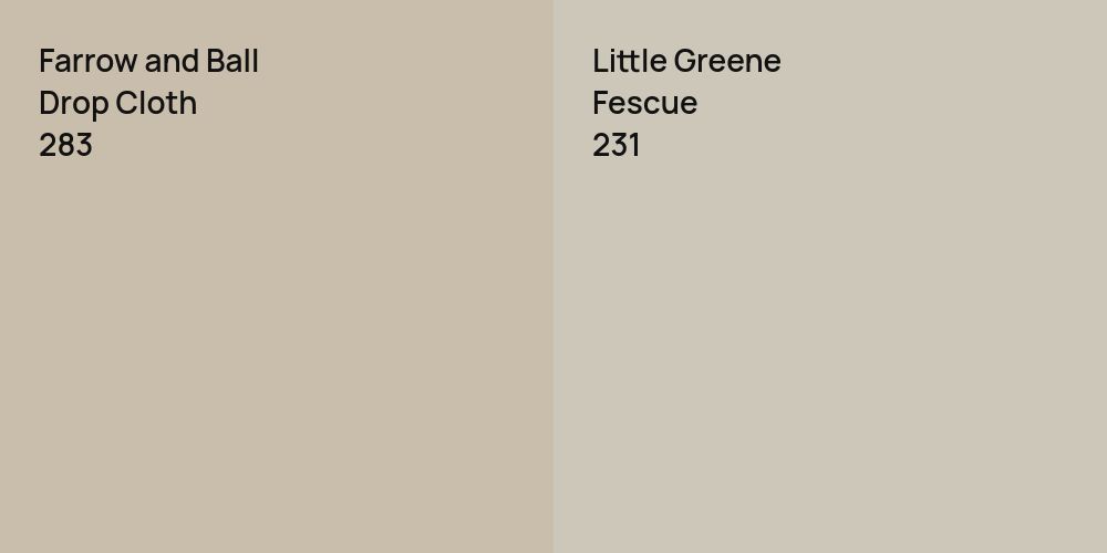 Farrow and Ball Drop Cloth vs. Little Greene Fescue