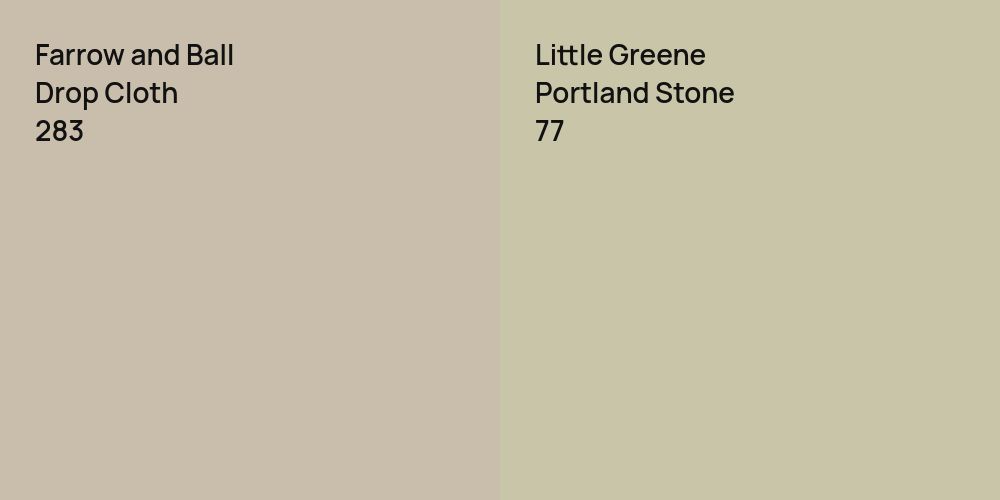 Farrow and Ball Drop Cloth vs. Little Greene Portland Stone