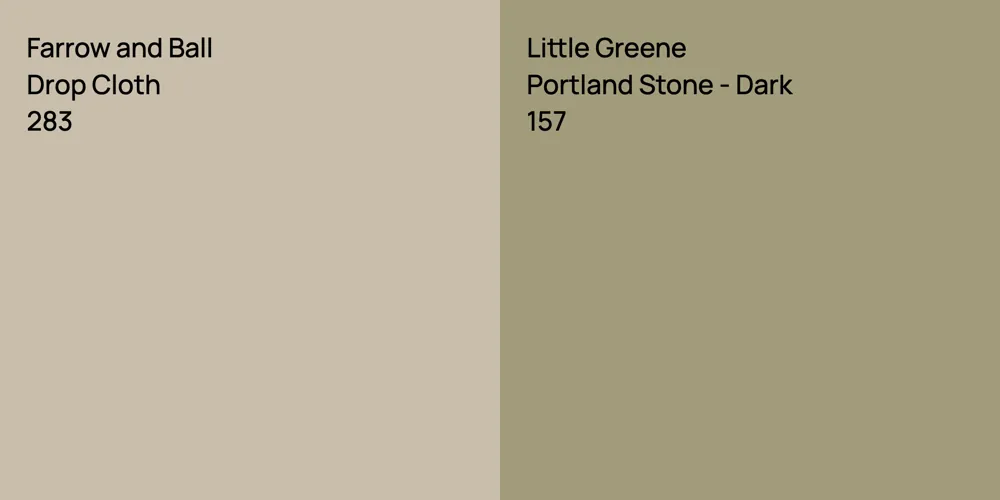 Farrow and Ball Drop Cloth vs. Little Greene Portland Stone - Dark