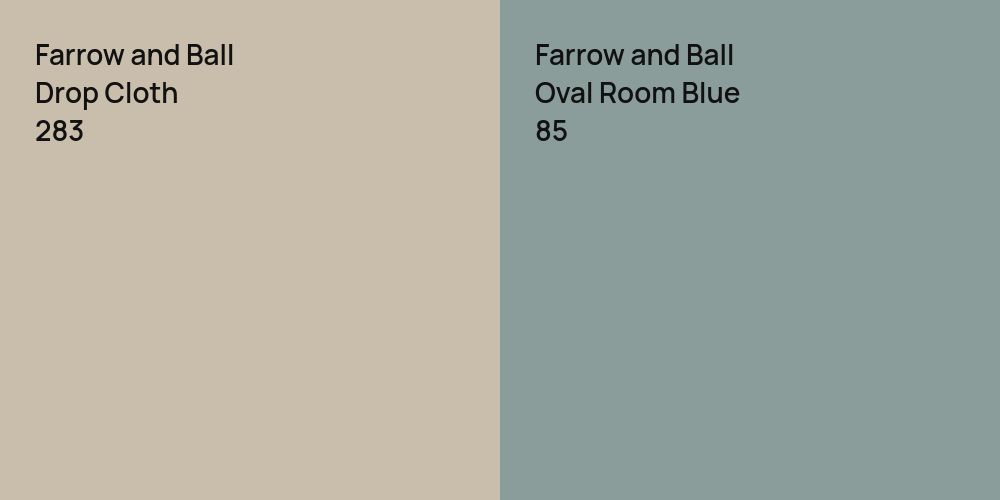 Farrow and Ball Drop Cloth vs. Farrow and Ball Oval Room Blue