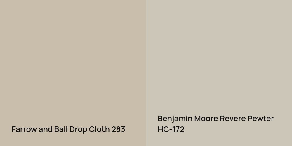 Farrow and Ball Drop Cloth vs. Benjamin Moore Revere Pewter