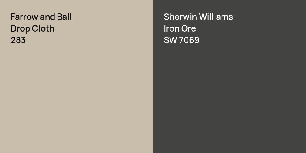 Farrow and Ball Drop Cloth vs. Sherwin Williams Iron Ore