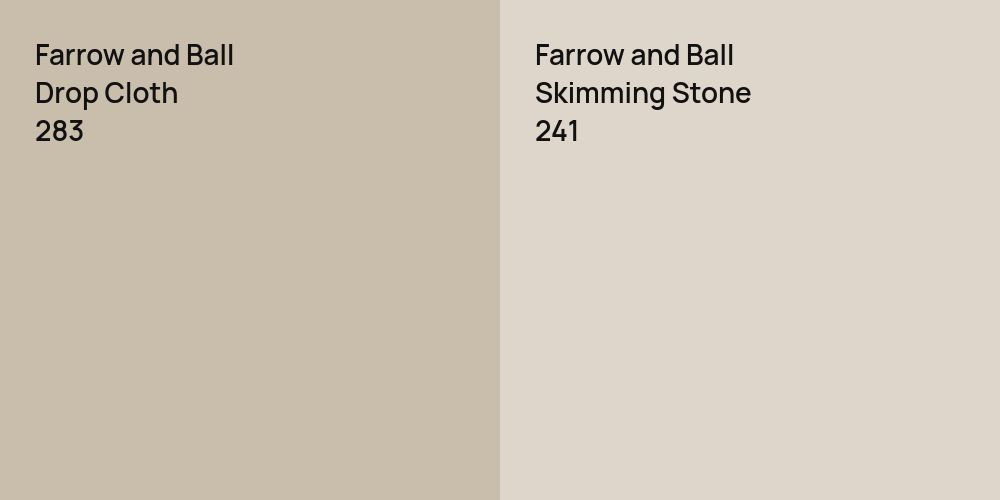 Farrow and Ball Drop Cloth vs. Farrow and Ball Skimming Stone