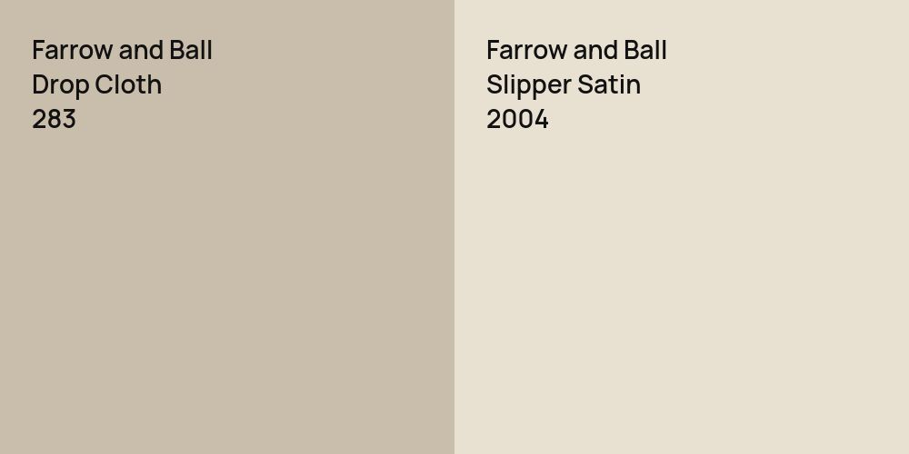 Farrow and Ball Drop Cloth vs. Farrow and Ball Slipper Satin